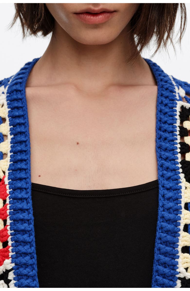 Bimba y Lola Crochet Balloon Cardigan, Alternate, color, Blue