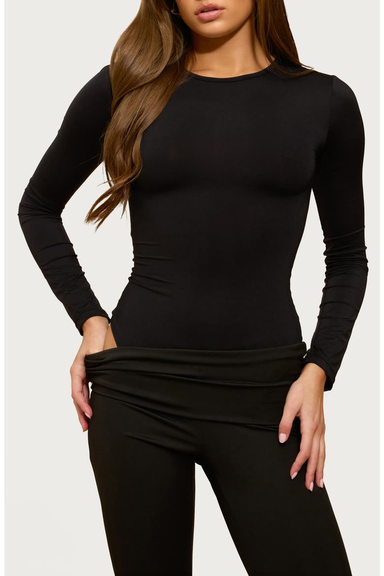 Coretta Long Sleeve Bodysuit, Main, color, BLACK