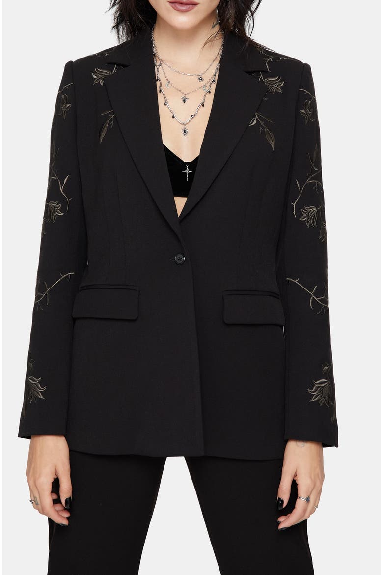 Maira Embroidered Blazer, Main, color, Black