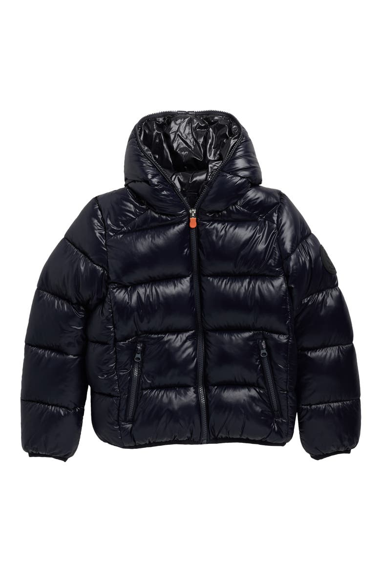 Kids' Lory Shiny Hooded Puffer Jacket, Main, color, BLUE BLACK