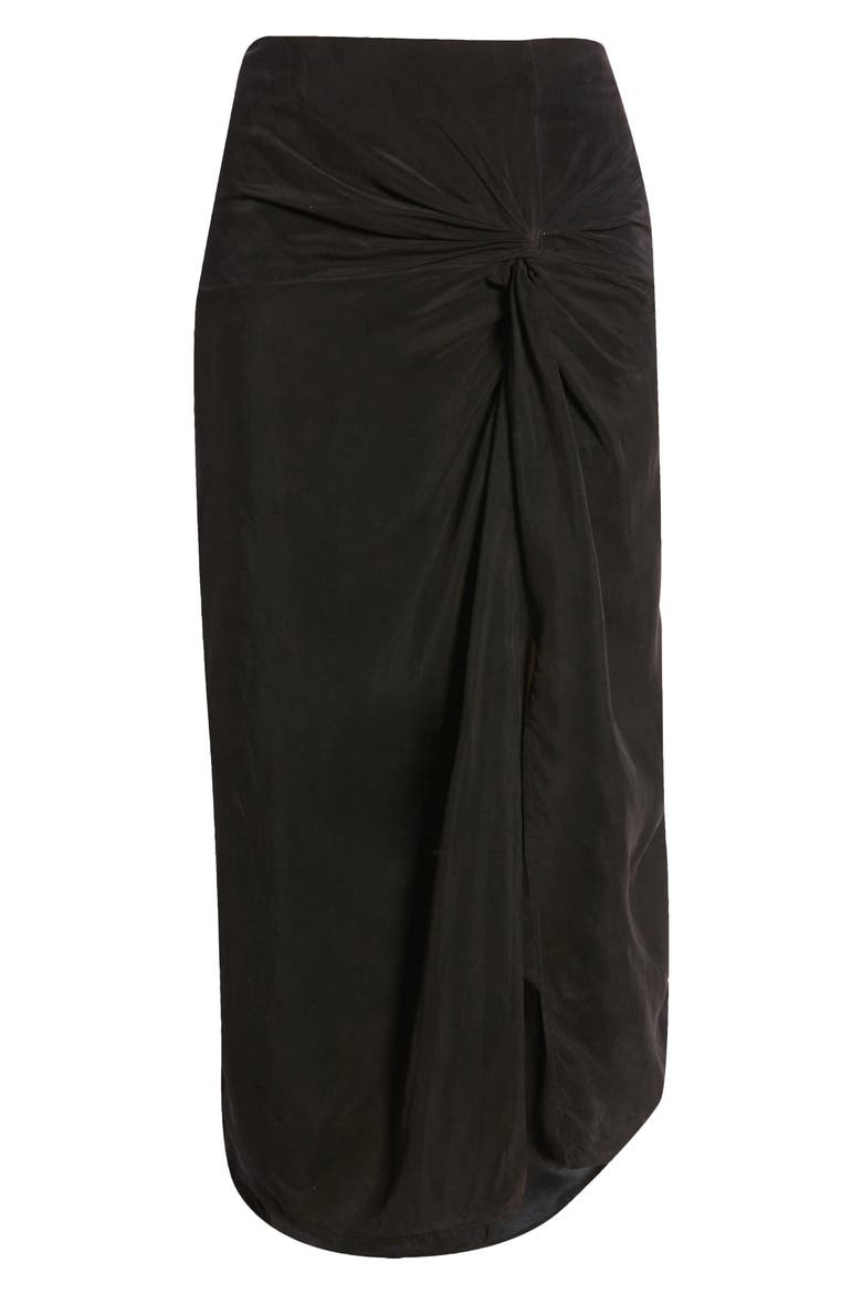 Twist Front Cupro Skirt, Alternate, color, BLACK