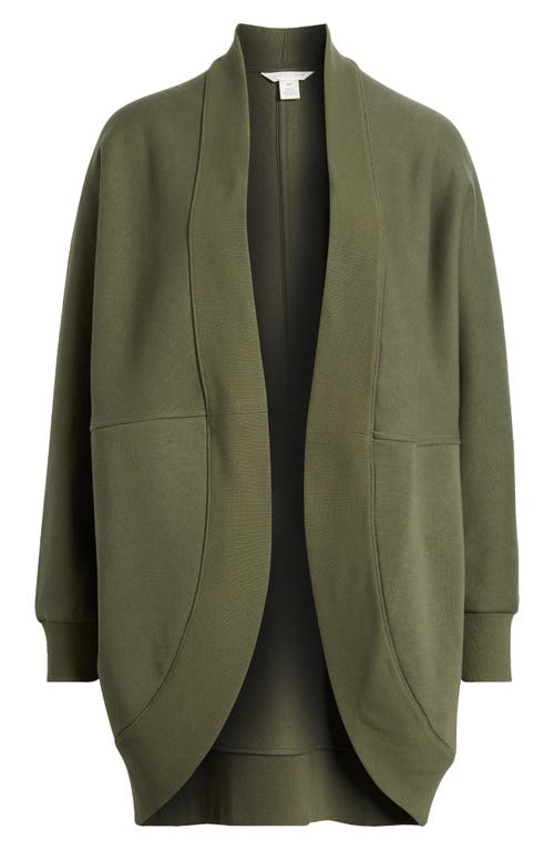 Caslonr Caslon(r) Cocoon Open Front Longline Fleece Sweatshirt In Olive Sarma
