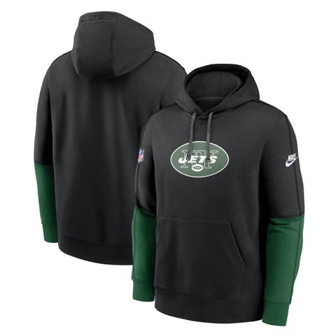 Men's Nike Black New York Jets  Throwback Logo Club Tri-Blend Pullover Hoodie