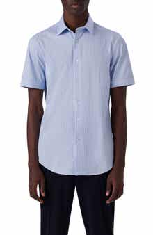 Bugatchi Miles OoohCotton® Abstract Print Short Sleeve Button-Up Shirt