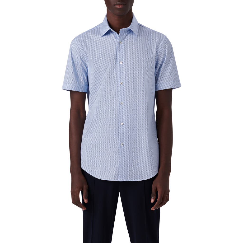 BUGATCHI BUGATCHI MILES OOOHCOTTON® ABSTRACT PRINT SHORT SLEEVE BUTTON-UP SHIRT