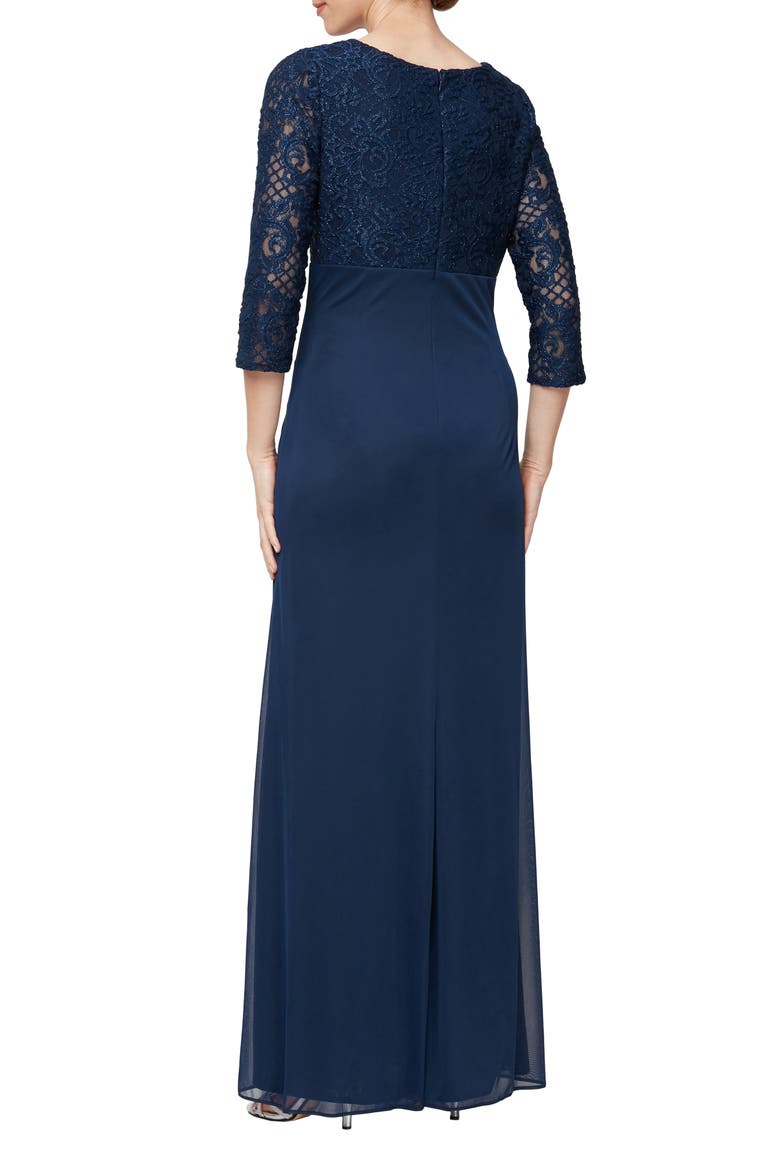 Sequin Embroidery Empire Waist Gown, Alternate, color, NAVY