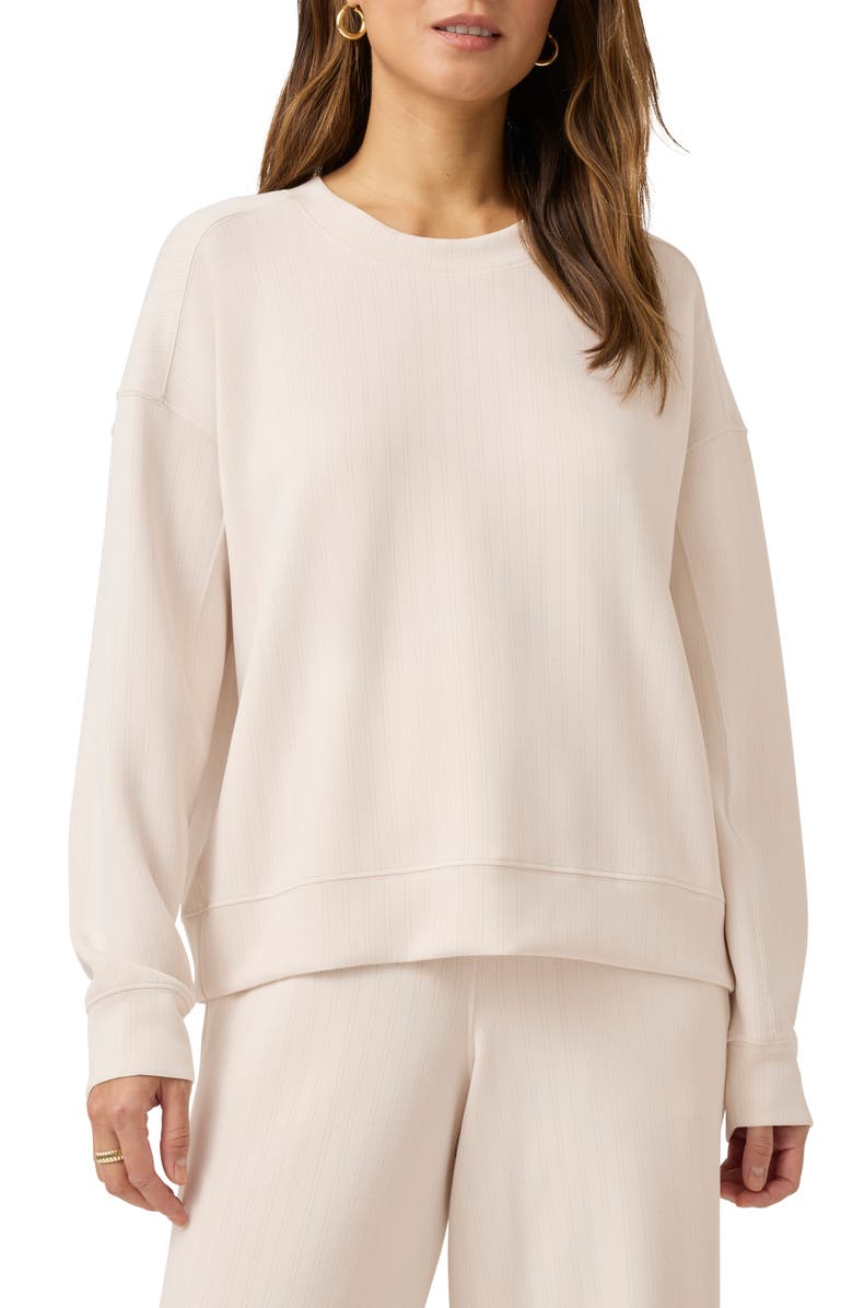 Splendid x @cellajaneblog Oversize Scuba Knit Sweatshirt, Main, color, Pearl