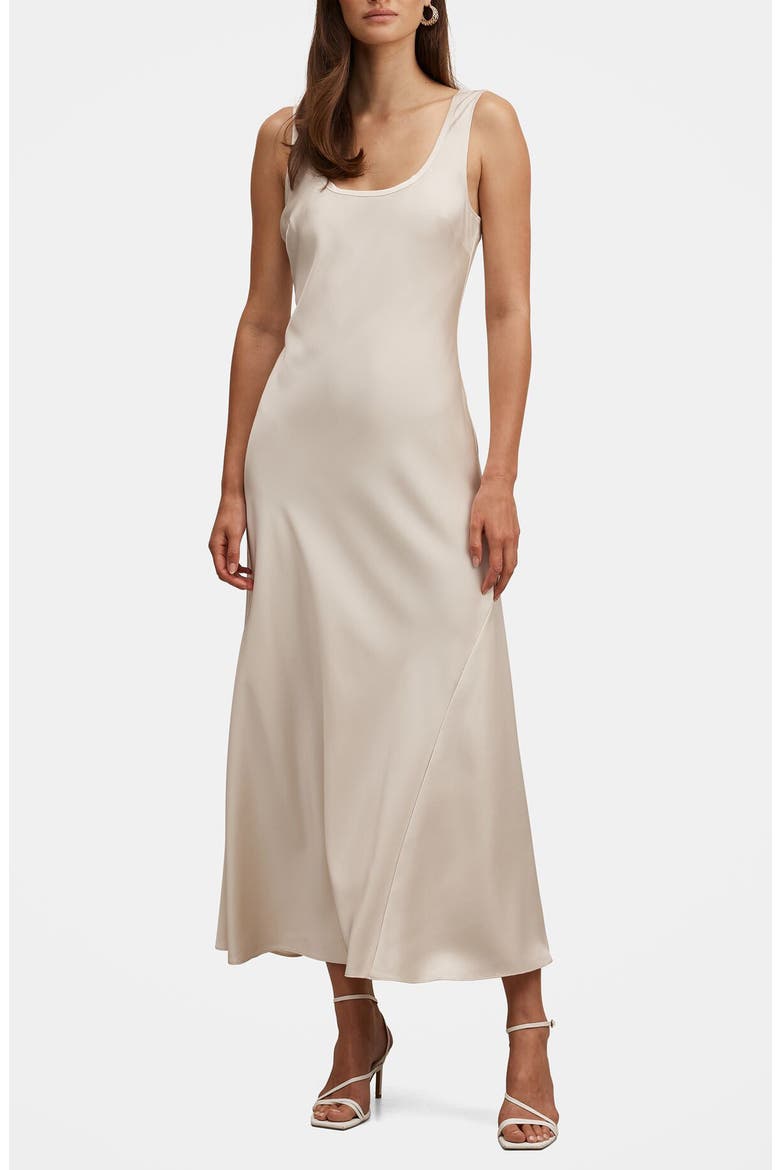 Coco Bias Cut Satin Tank Dress, Alternate, color, OYSTER