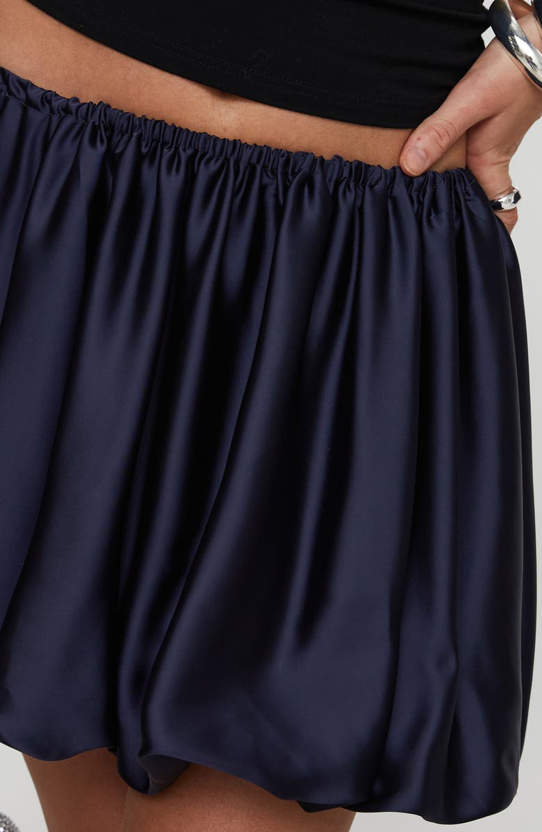 Princess Polly Rubee Bubble Hem Satin Miniskirt, Alternate, color, Navy