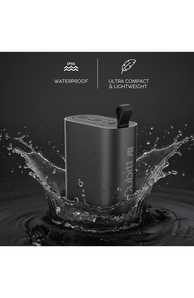 Cubitt Mini Bluetooth Speaker, Portable Wireless with Bass Boost, Waterproof, Alternate, color, Black