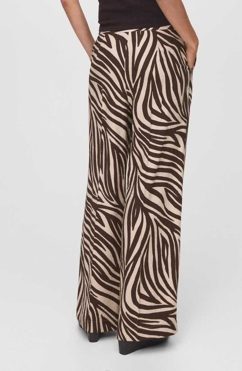 MANGO Zebra Print Straight Leg Pants, Alternate, color, Black
