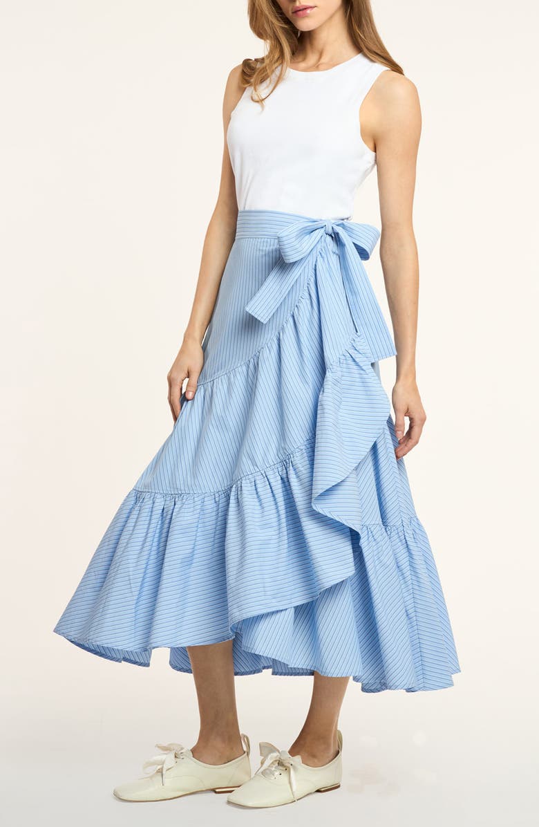 Cinq à Sept Jessie Ruffle Tie Waist Sleeveless Maxi Dress, Alternate, color, White/ Blue Wisteria Multi