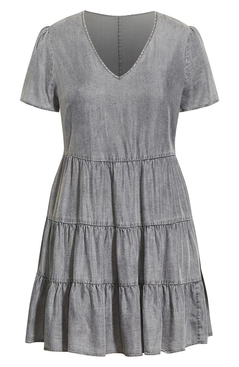 City Chic Tiered Denim Minidress, Alternate, color, 