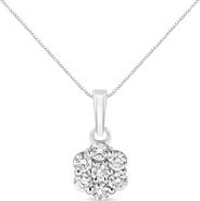 Haus of Brilliance 14KT White Gold 1/2 cttw Diamond Floral Cluster Pendant Necklace