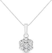 Haus of Brilliance 14KT White Gold 1/2 cttw Diamond Floral Cluster Pendant Necklace