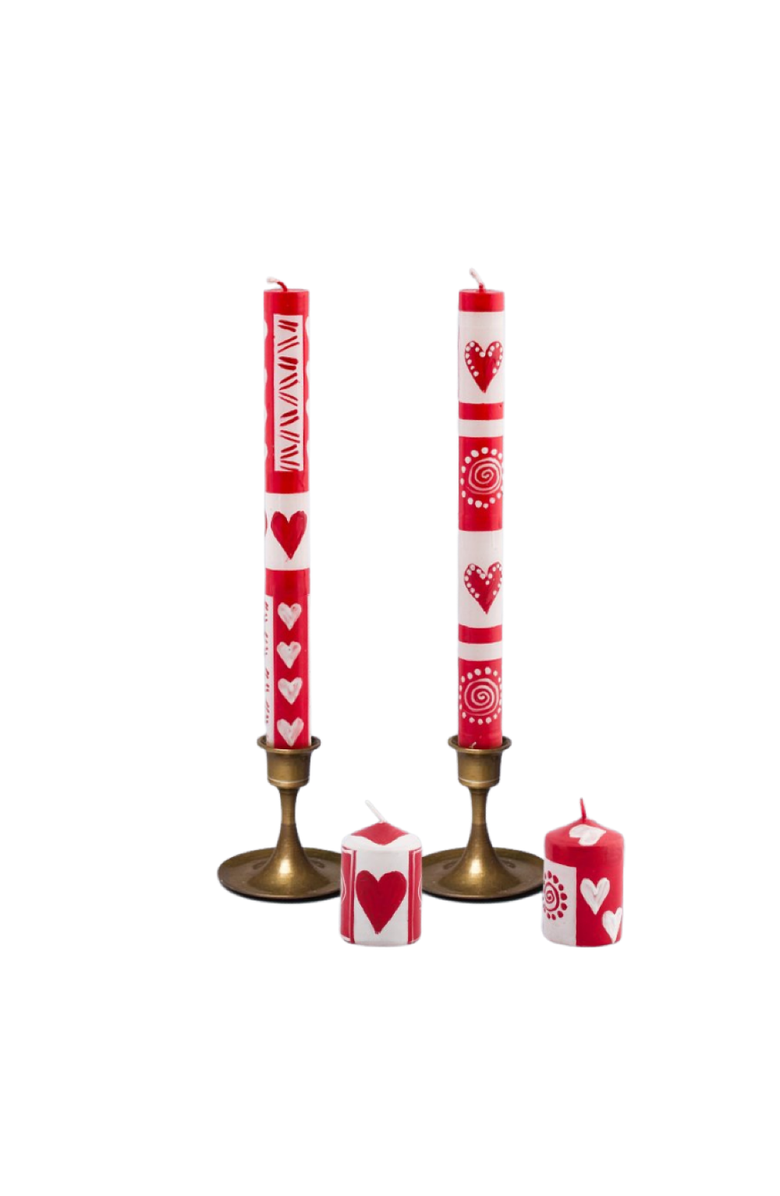 Thumbprint Artifacts Valentine's Day Painted Voltive Candles - Set of 6, Alternate, color, Valentine