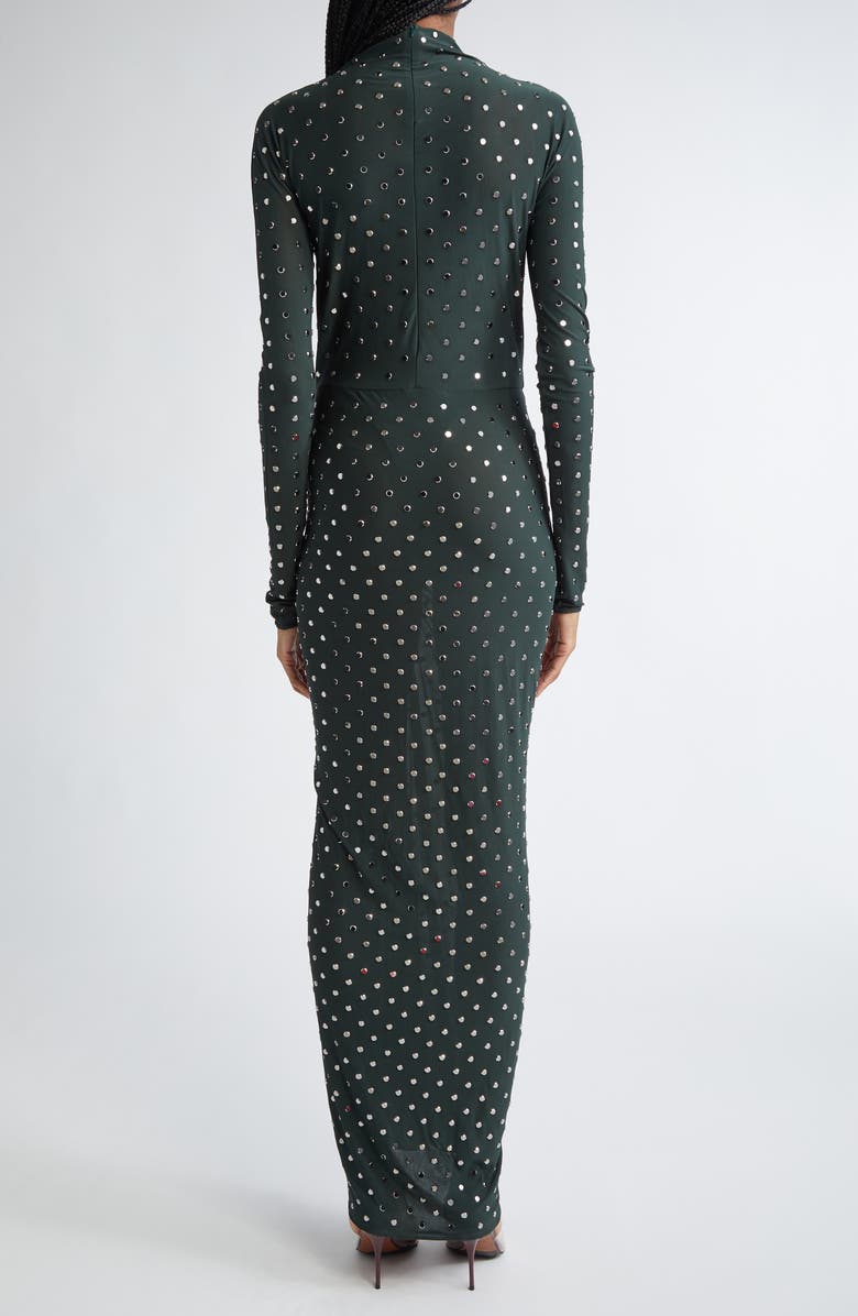 Alaïa Embellished Draped Long Sleeve Body-Con Dress, Alternate, color, 