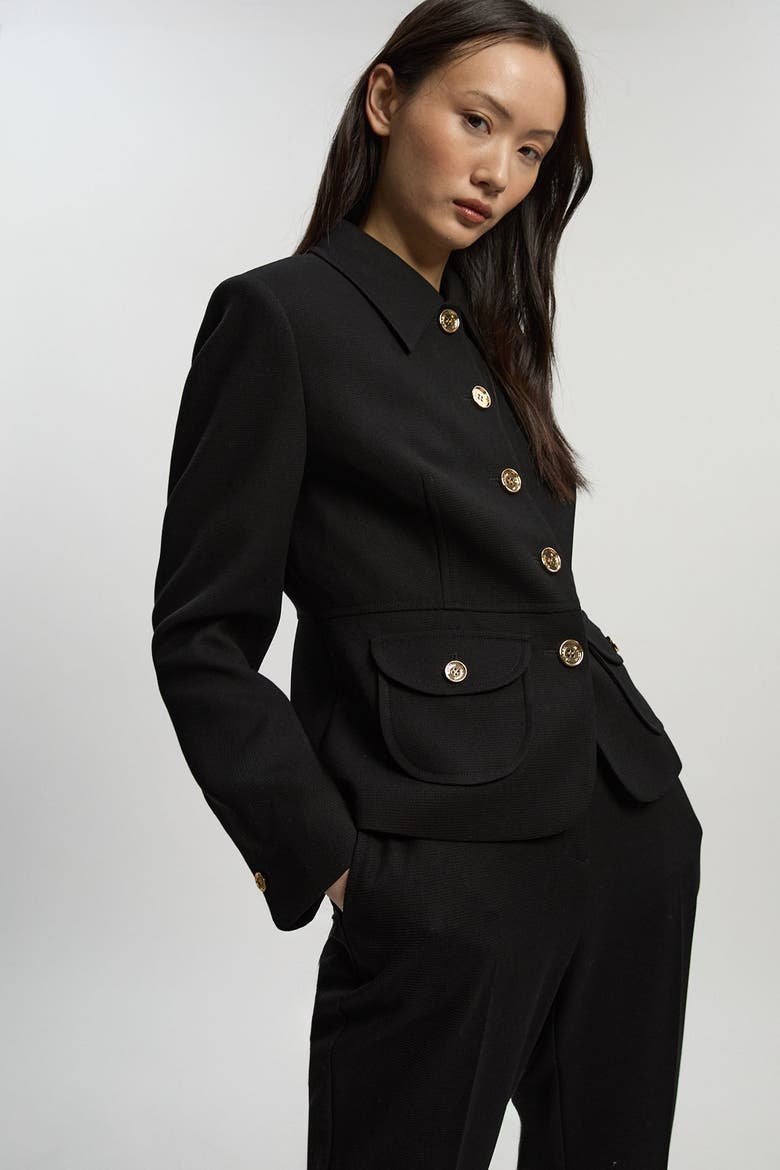 Textured Compact Stretch Tailored Jacket, Main, color, Black