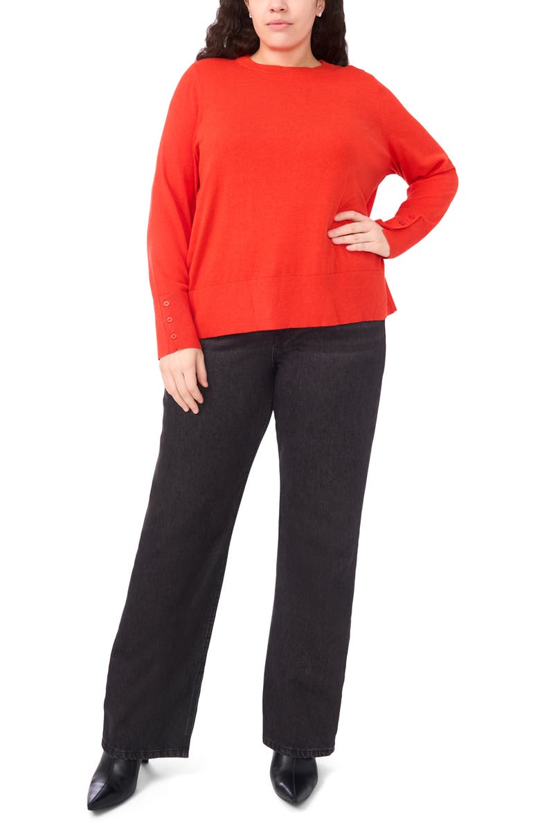 Halogen<sup>®</sup> Button Cuff Cotton Blend Sweater, Alternate, color, Poinciana