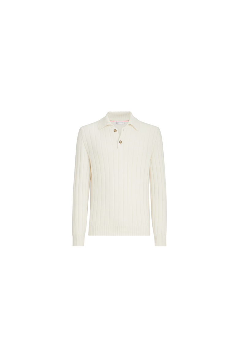 Cashmere ribbed knit polo, Alternate, color, Panama