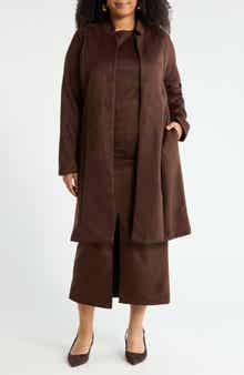 Renee C Faux Suede Longline Coat