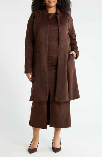 Renee C Faux Suede Longline Coat