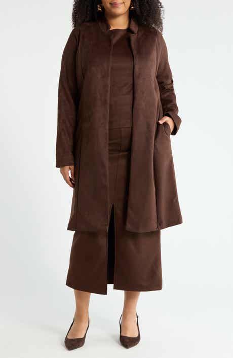 Renee C Faux Suede Longline Coat