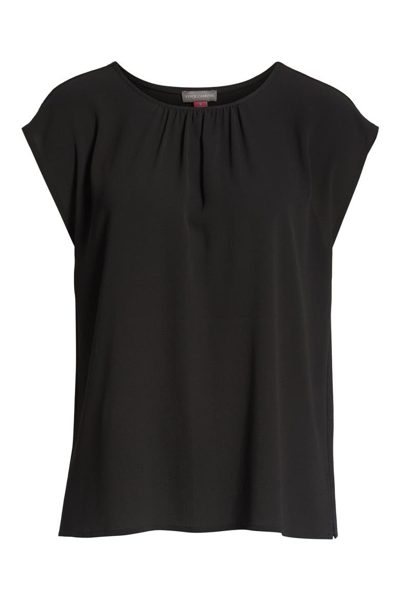 Gathered Neck Knit Back Top, Alternate, color, RICH BLACK