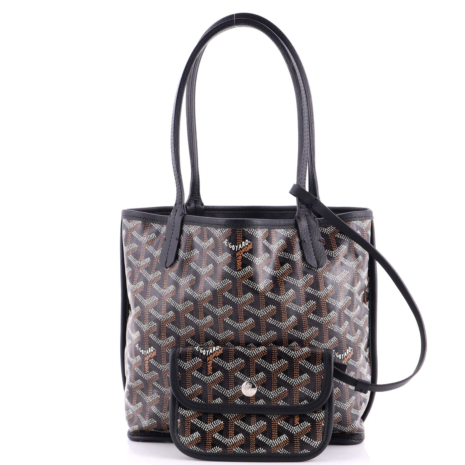 Pre-Owned Goyard Anjou Reversible Tote Coated Canvas Mini, Alternate, color, Black