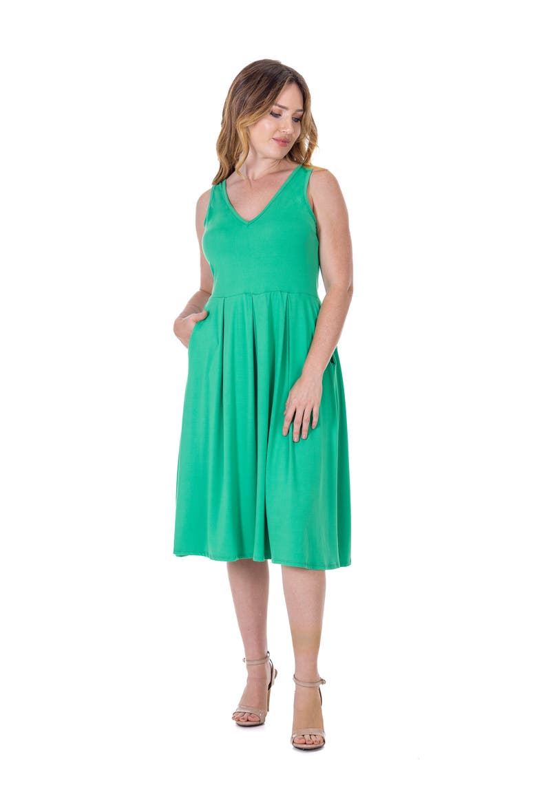 V-Neck Sleeveless Maxi Dress with Belt, Main, color, Green