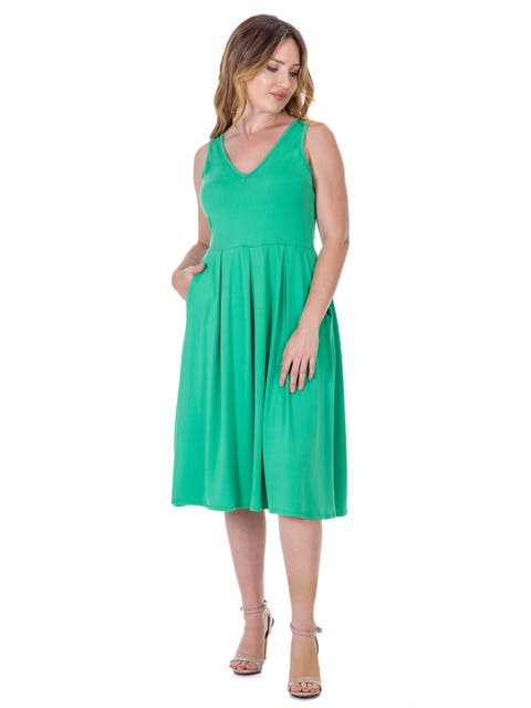 V-Neck Sleeveless Maxi Dress with Belt