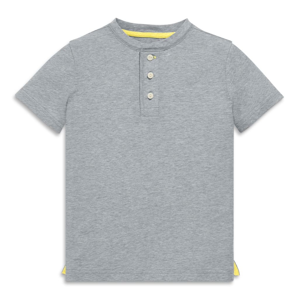 Primary Kids Heathered Henley Tee In Heather Gray