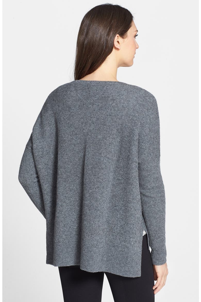 Chevron Knit Crewneck Sweater, Alternate, color, H GREY