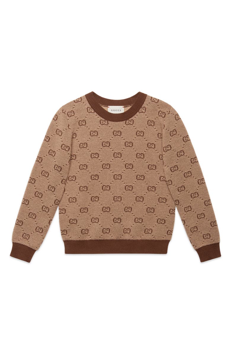 Gucci Logo Jacquard Wool Blend Sweater, Main, color, 