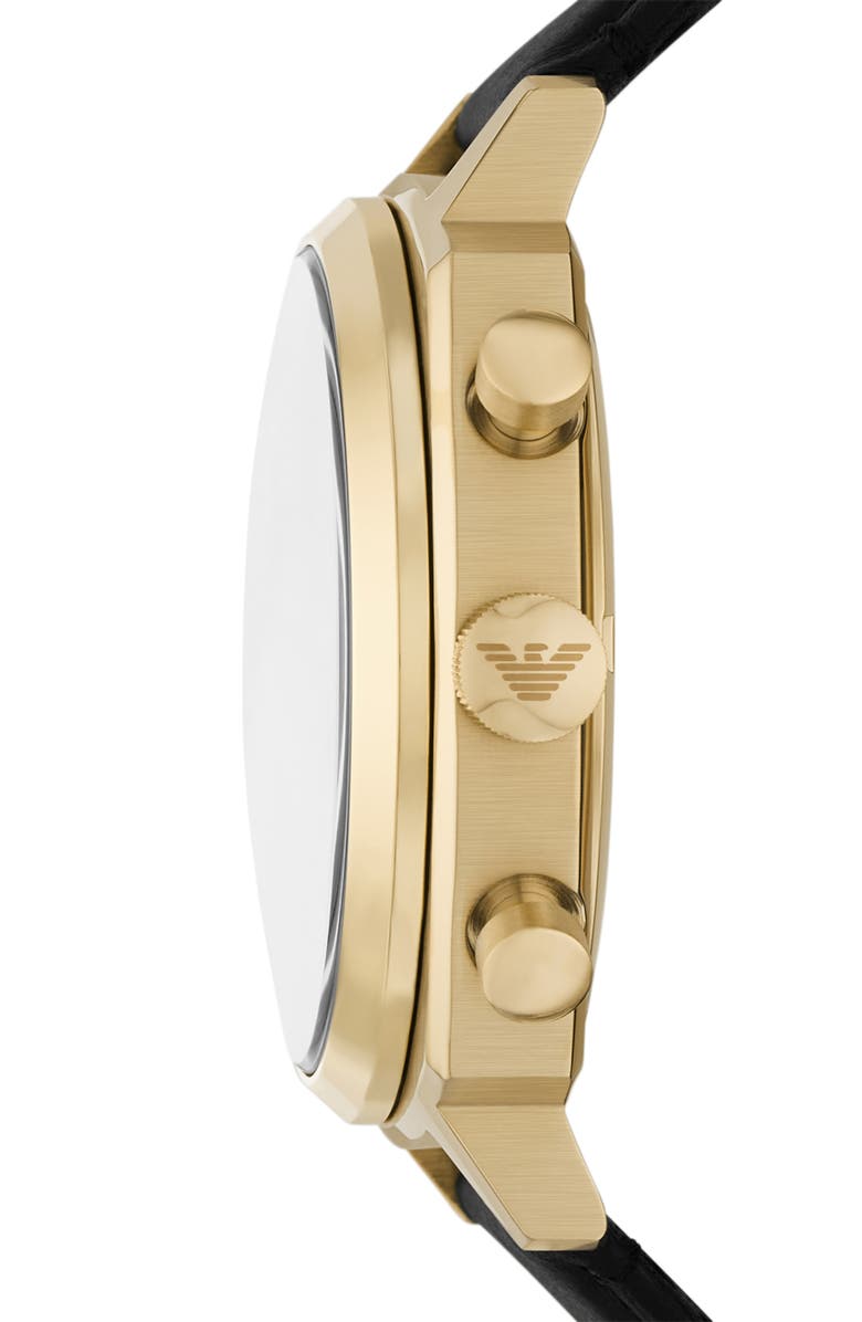 Emporio Armani Chronograph Leather Strap Watch, 40mm, Alternate, color, 