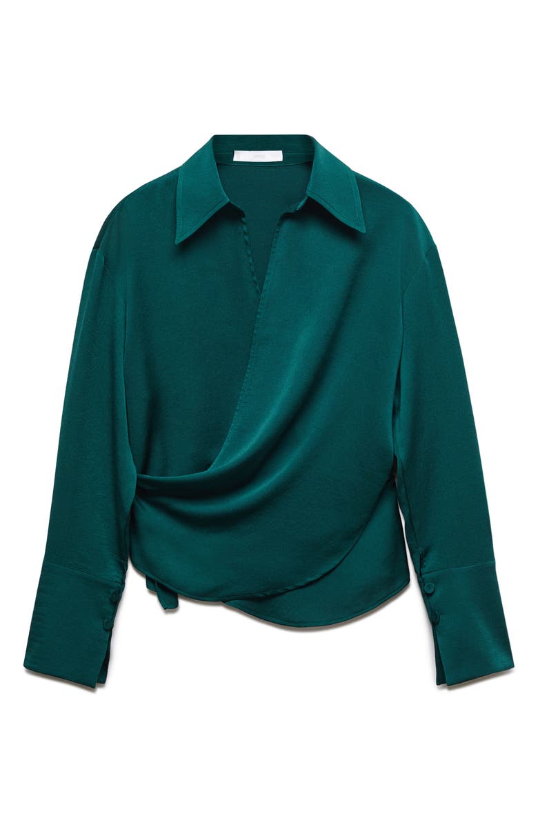 MANGO Long Sleeve Wrap Top, Alternate, color, 