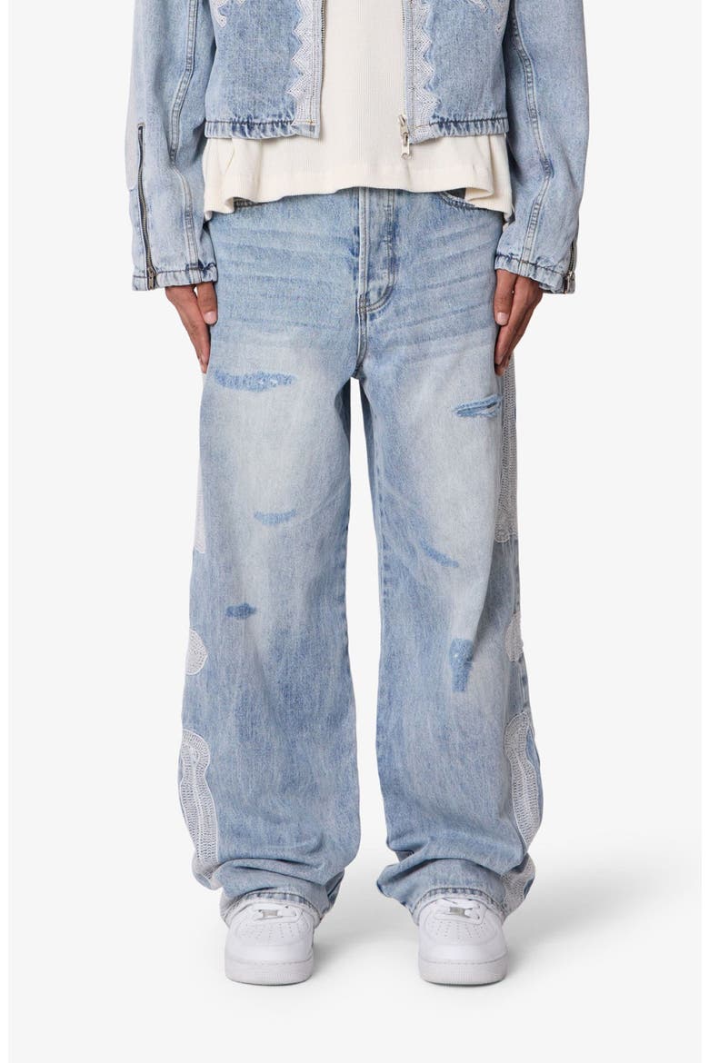 Skeleton Distressed Ultra Baggy Jeans, Main, color, WASHED BLUE