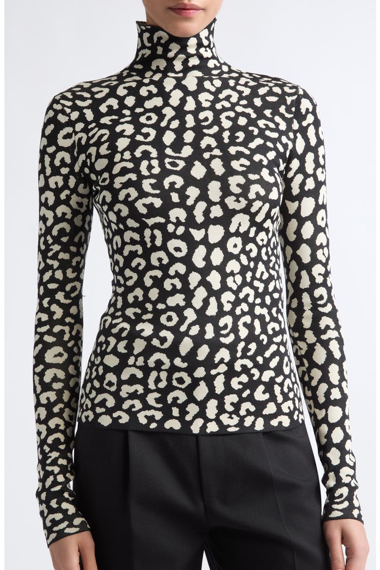 Silk Blend Turtleneck Sweater, Alternate, color, BLACK MULTI