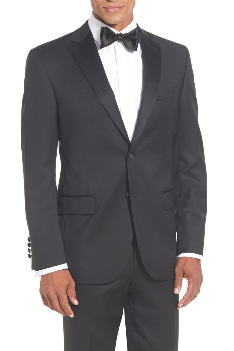 Classic Fit Loro Piana Wool Notch Lapel Tuxedo, Alternate, color, BLACK