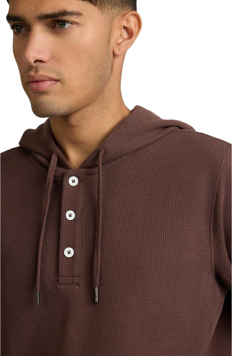 Onia Heavyweight Cotton Waffle Hoodie, Alternate, color, Java