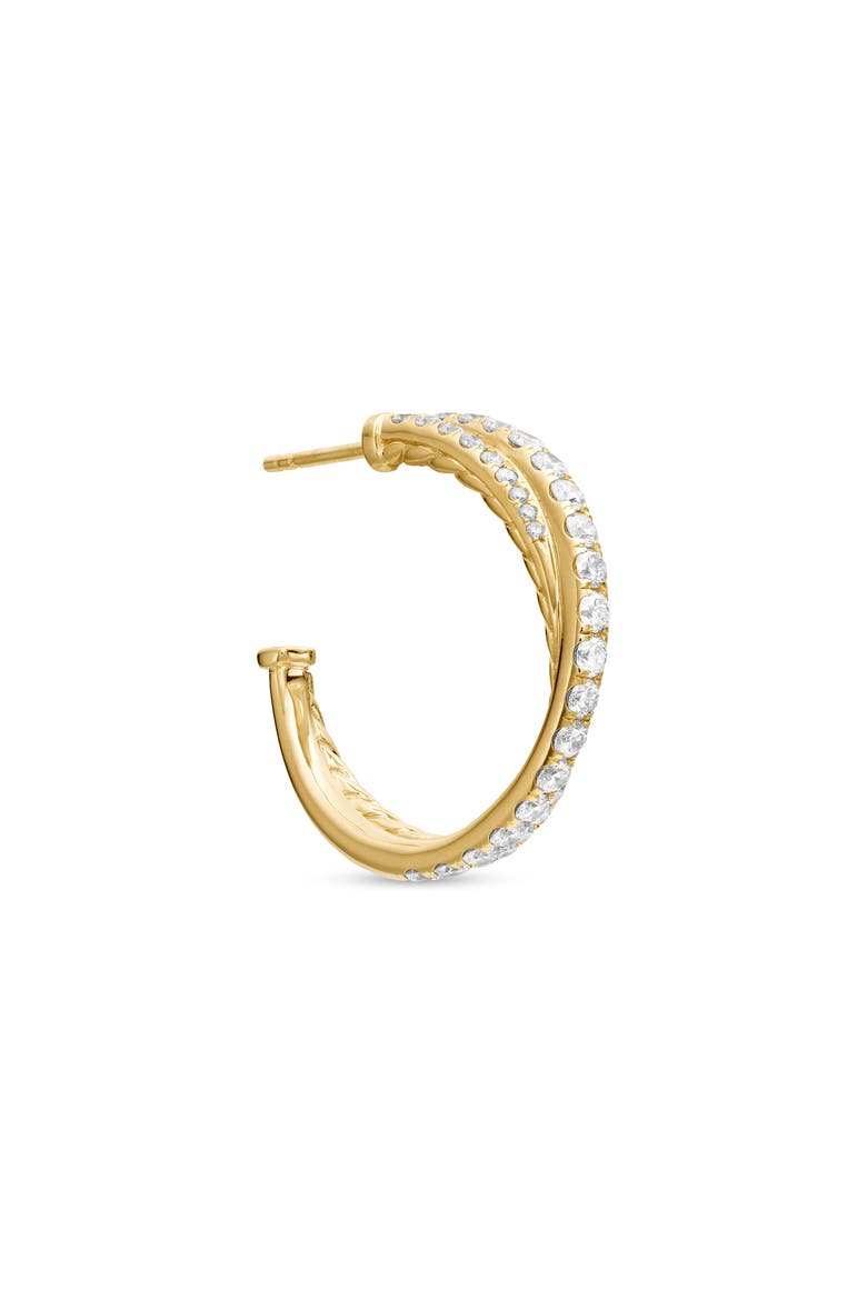 Pavé Diamond Crossover Hoop Earrings, Alternate, color, 18K YELLOW GOLD