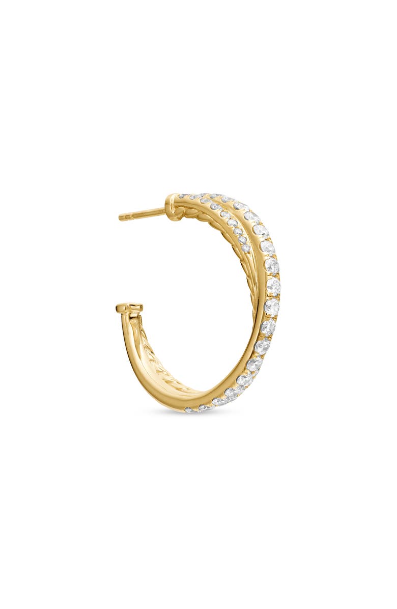 David Yurman Pavé Diamond Crossover Hoop Earrings, Alternate, color, 18K Yellow Gold