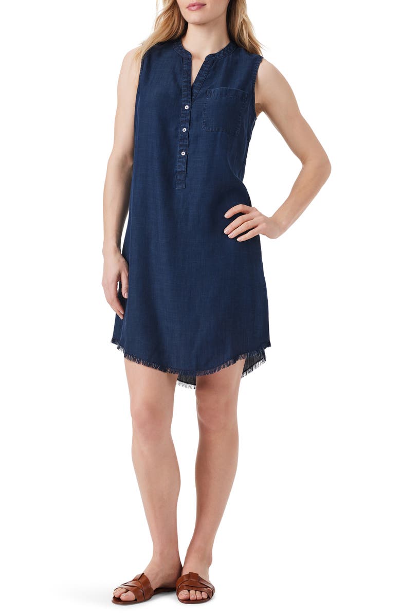 NIC+ZOE Throw On Sleeveless Denim Dress, Alternate, color, Dark Wash