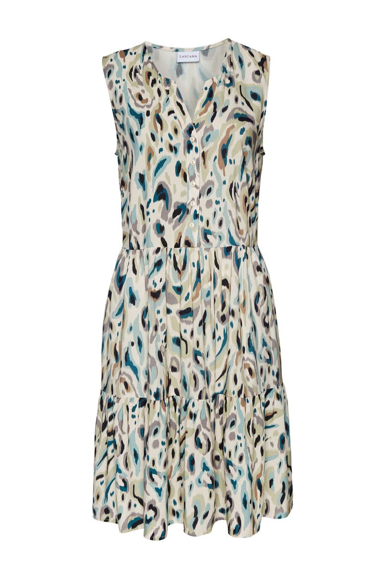 Button Up Tiered Dress, Alternate, color, Sand Print