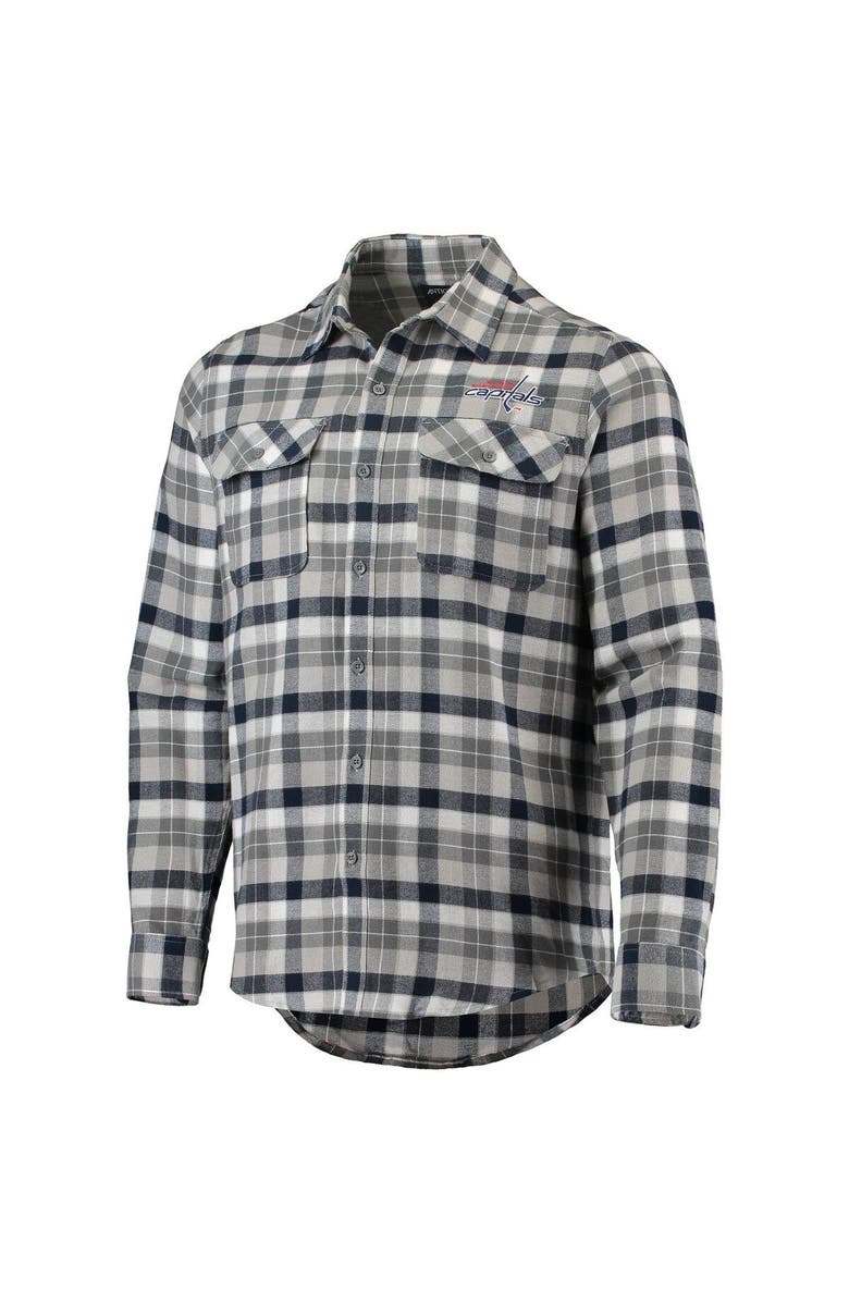 ANTIGUA Men's Antigua Navy/Gray Washington Capitals Ease Plaid Button-Up Long Sleeve Shirt, Alternate, color, Navy