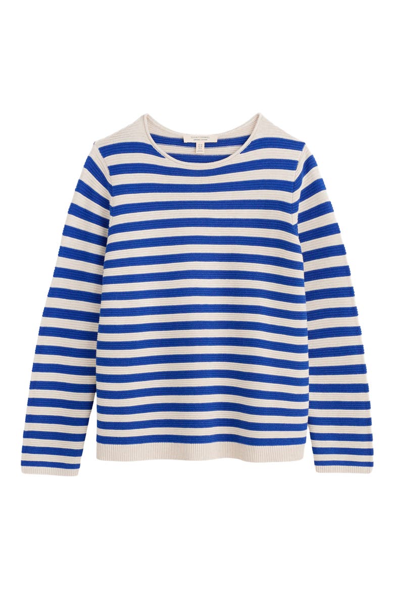 Makers Stripe Rib Organic Cotton Sweater, Main, color, KNIT MINI CORNISH INK CHALK