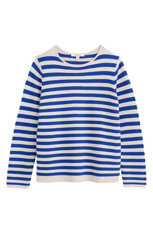 Seasalt Cornwall Makers Stripe Rib Organic Cotton Sweater In Knit Mini Cornish Ink Chalk