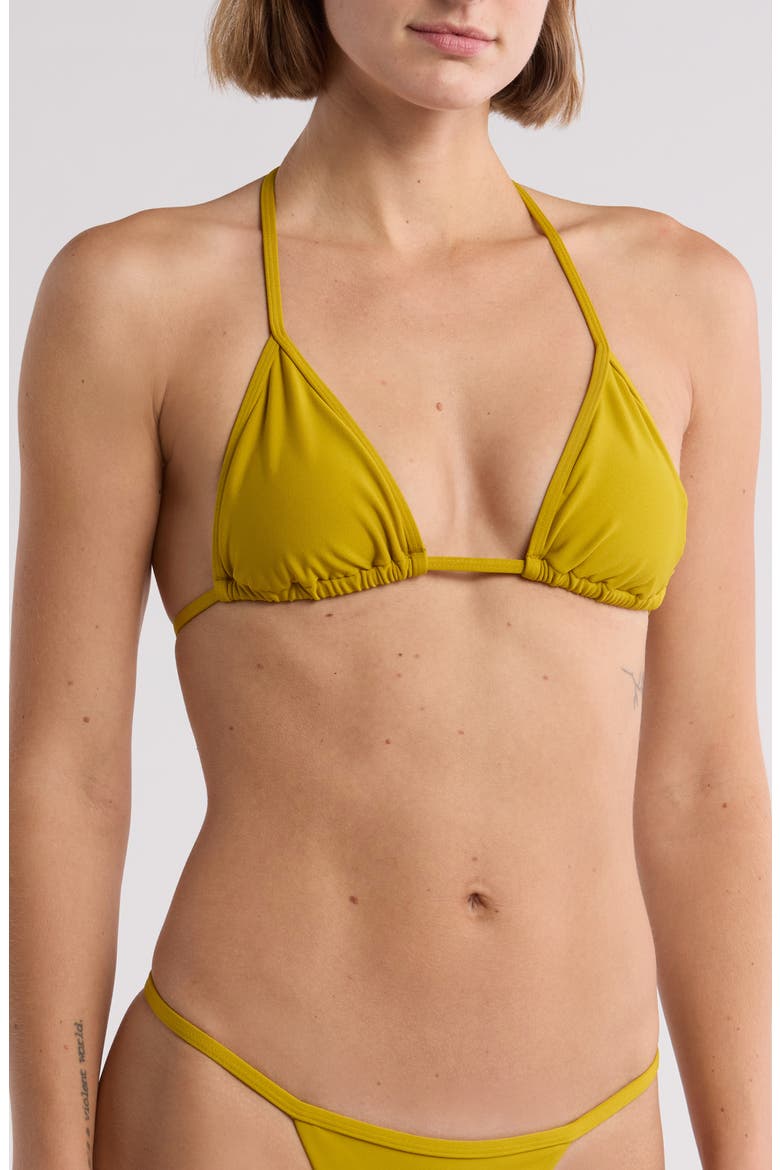 Simply Seamless Triangle Bikini Top, Main, color, MOSS