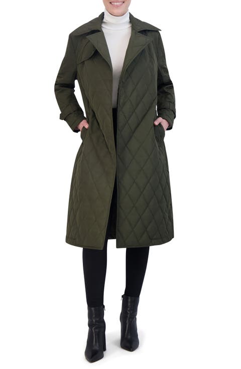 Diamond Quilted Trench Coat