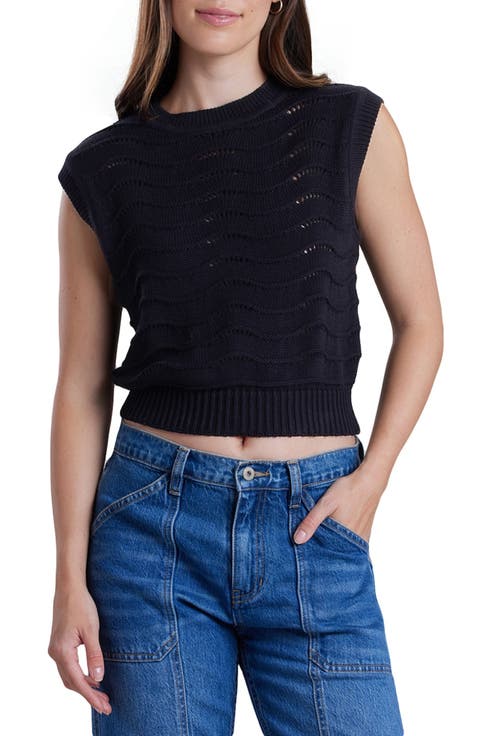 Erika Cap Sleeve Cotton Sweater Vest